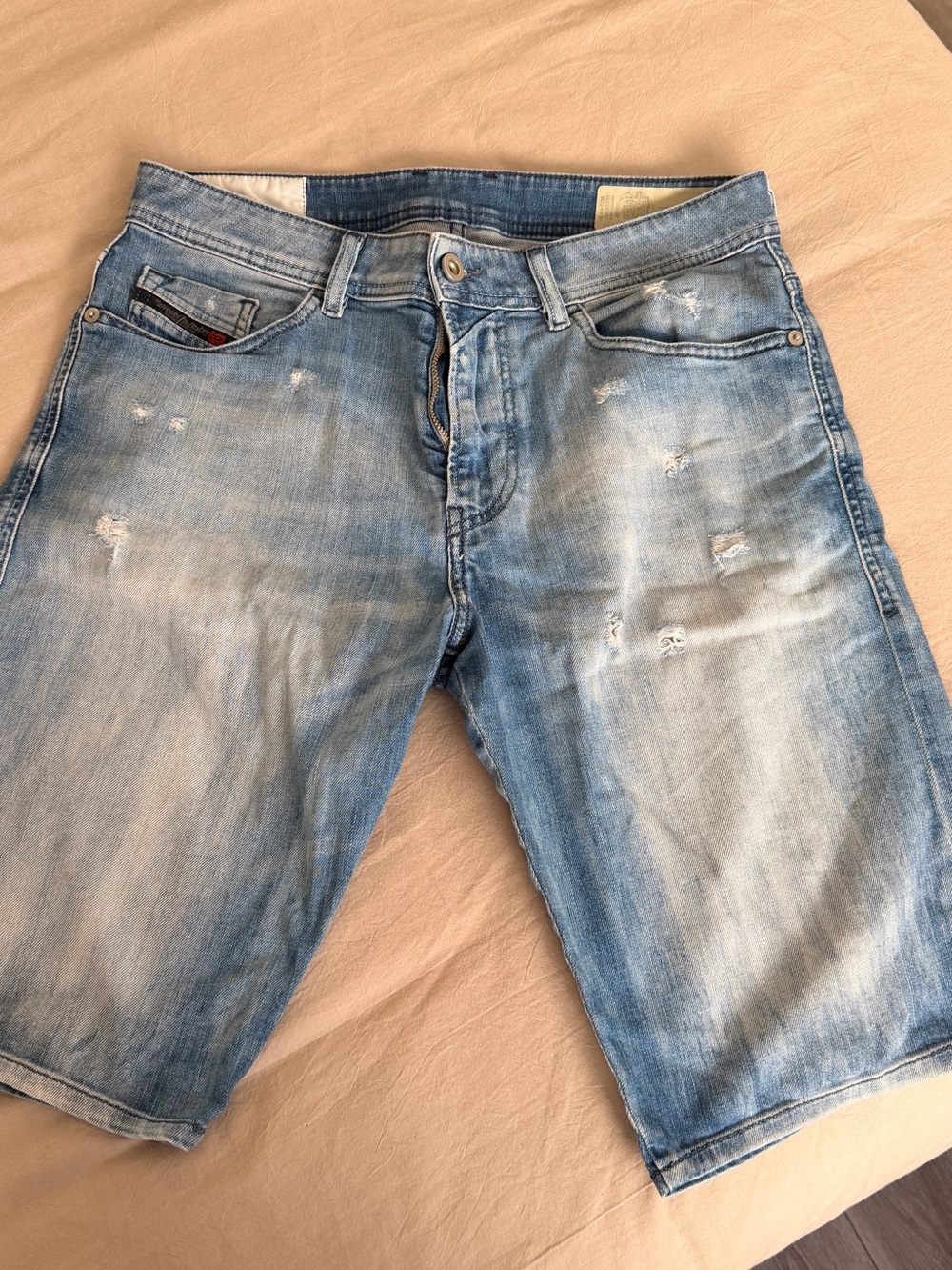 DIESEL Men's Light Blue Distressed Denim Shorts - 30w